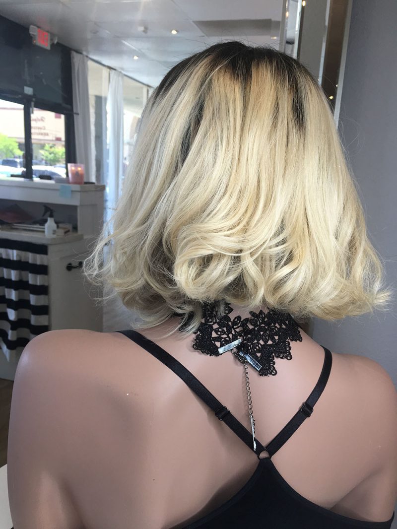 Blunt Blonde Bob with Dark Roots