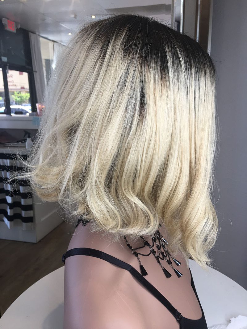 Blunt Blonde Bob with Dark Roots